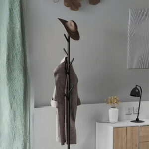 Porte manteau sur pied design arbre noir sur base noire