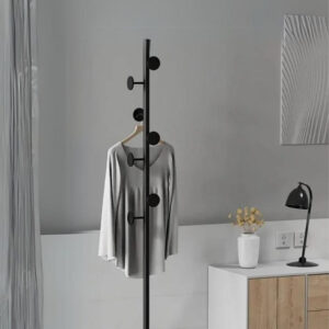 Porte manteau design champignon noir sur base blanche