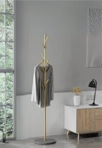 Porte manteau design champignon doré sur base grise