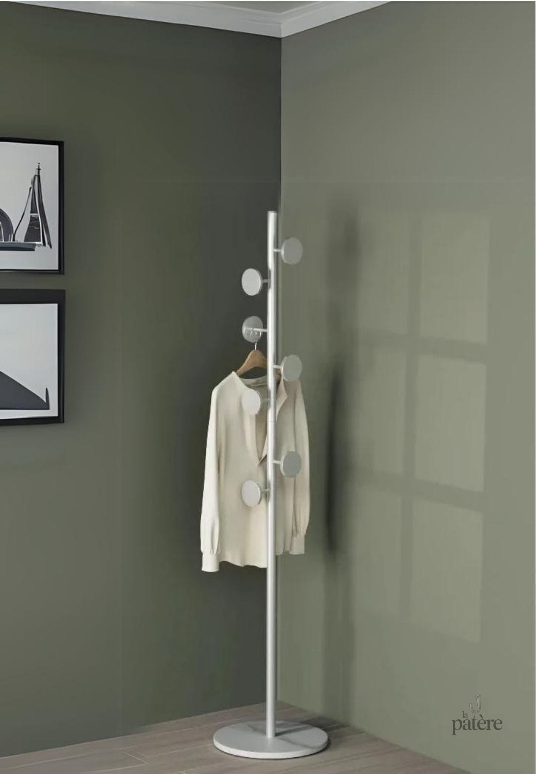Porte manteau sur pied design champignon blanc sur base blanche