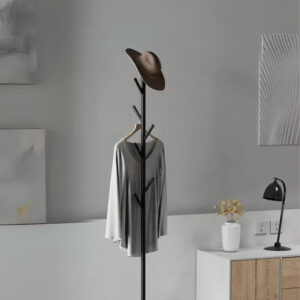Porte manteau design arbre noir sur base blanche
