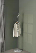 Porte manteau sur pied design arbre blanc avec base blanche
