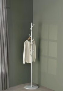 Porte manteau sur pied design arbre blanc avec base blanche