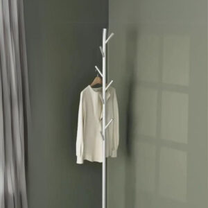 Porte manteau sur pied design arbre blanc avec base blanche