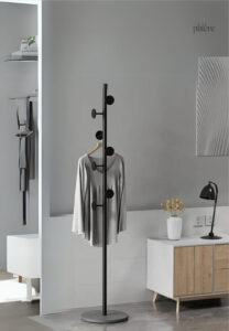 Porte manteau design champignon noir sur base grise
