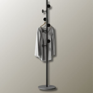 Porte manteau sur pied, style champignon, coloris noir et gris