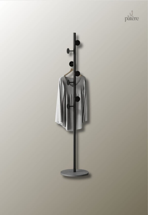 Porte manteau sur pied, style champignon, coloris noir et gris