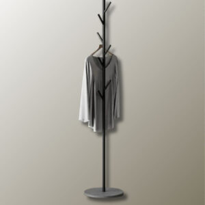 Porte manteau design arbre noir sur support gris élégant