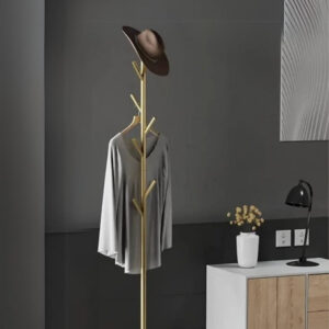 Porte manteau sur pied design arbre doré