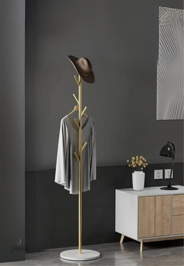 Porte manteau sur pied design arbre doré
