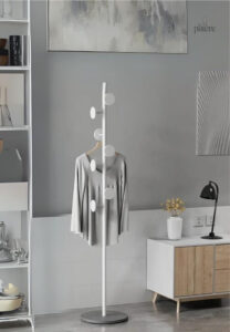 Porte manteau design champignon blanc sur base grise