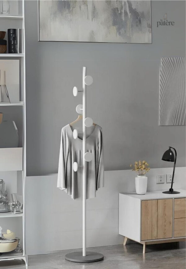Porte manteau design champignon blanc sur base grise