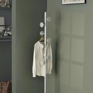 Porte manteau sur pied design champignon blanc base noire