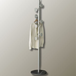 Porte manteau sur pied moderne, champignon blanc sur socle noir