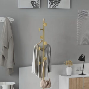 Porte manteau champignon doré sur base blanche
