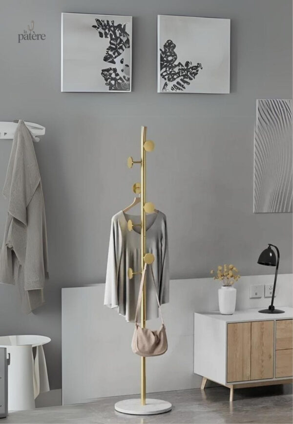 Porte manteau champignon doré sur base blanche