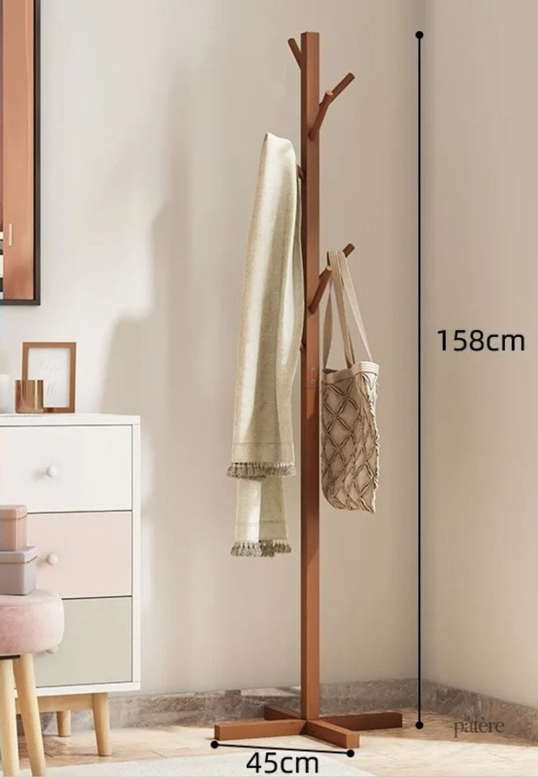 Porte manteau sur pied perroquet croisé brun élégant