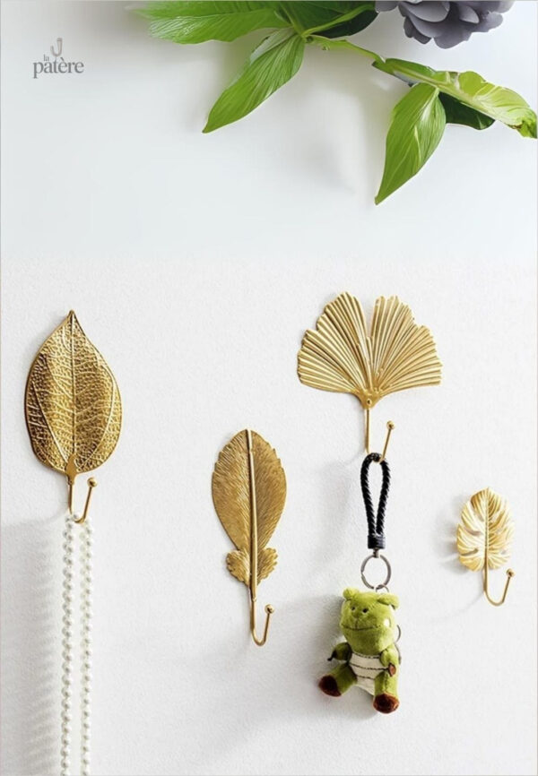Élégante patère porte manteau feuille dorée, accessoire décoratif