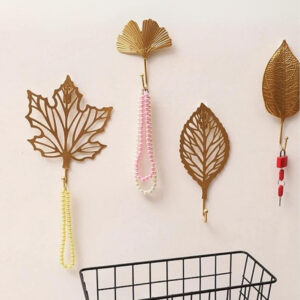 Patère porte-manteau feuille dorée, accessoire déco moderne