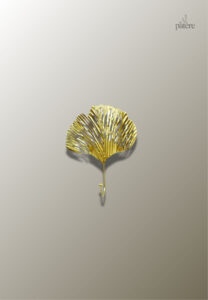 Patère porte manteau feuille striée dorée design élégant