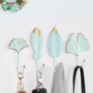 Patère porte manteau en forme de feuille, couleur bleue élégante