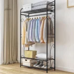 Meuble porte manteau noir avec motif floral élégant