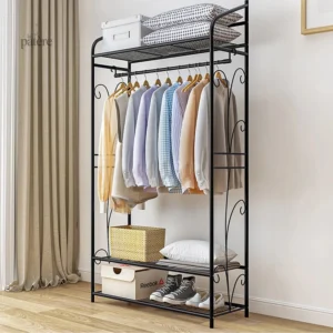 Meuble porte manteau noir avec motif floral élégant