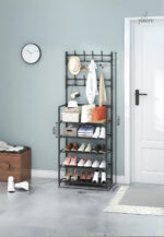 Meuble porte-manteau et chaussures noir haut fin