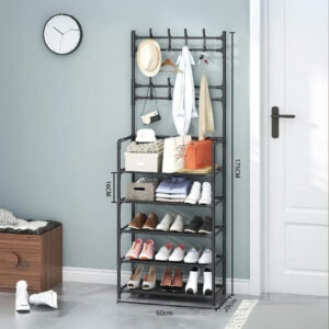 Meuble porte-manteau et chaussures noir haut fin