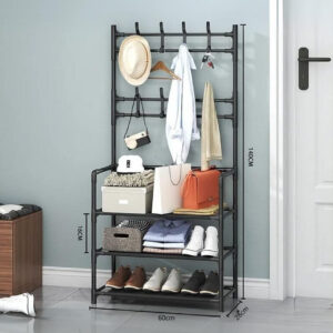 Meuble porte manteau chaussure large noir