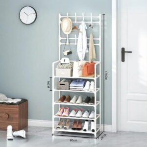Meuble porte manteau chaussure haut fin blanc