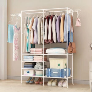 Meuble porte manteau et chaussures Grand Quadrillage Blanc