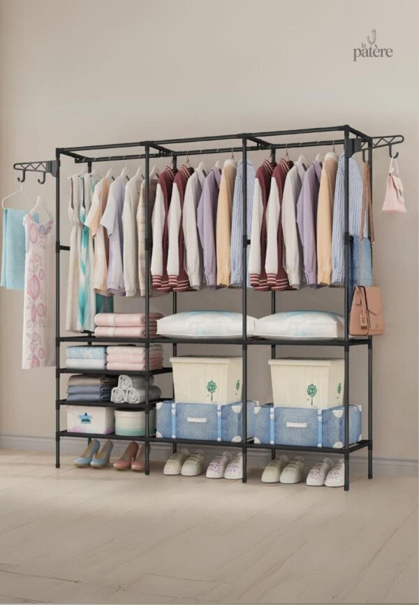 household-simple-assembly-clothes-hanger-bedroom-coat-rac-9h55fw-1 Meuble porte-manteau et chaussures Grand Quadrillage Noir