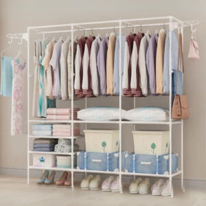 Meuble porte manteau chaussure grand quadrillage blanc