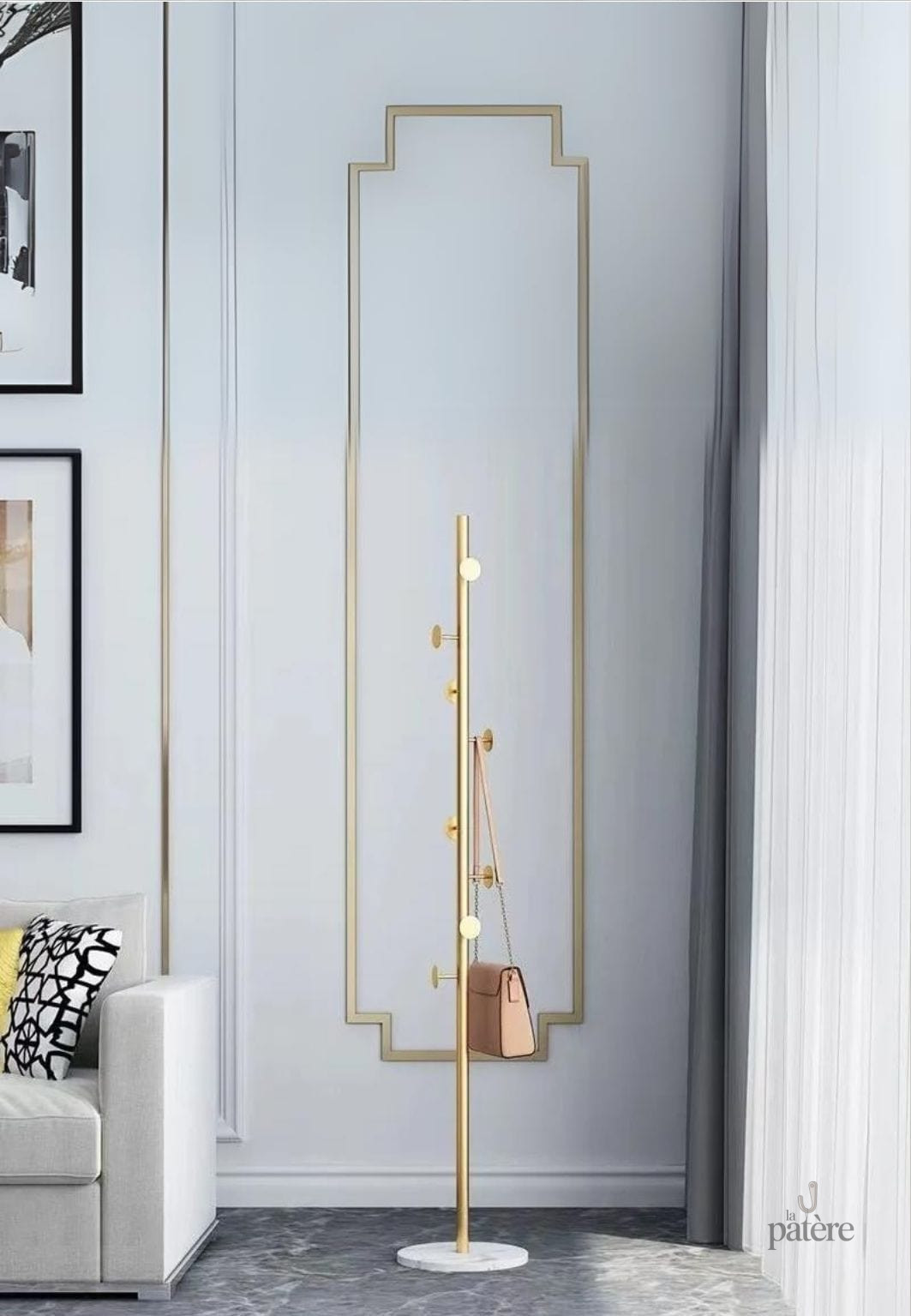 Porte manteau sur pied design champignon doré sur base blanche