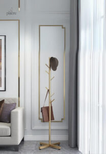 Porte manteau design arbre doré sur base croisée
