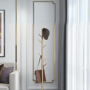 Porte manteau design arbre doré sur base croisée
