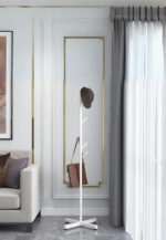 Porte manteau sur pied design arbre blanc avec base croisée