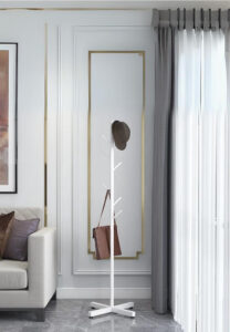 Porte manteau sur pied design arbre blanc avec base croisée