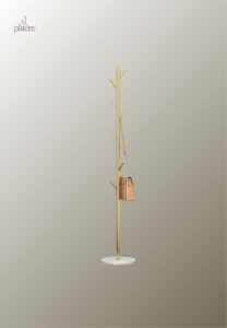 Porte manteau design arbre doré avec base blanche élégante