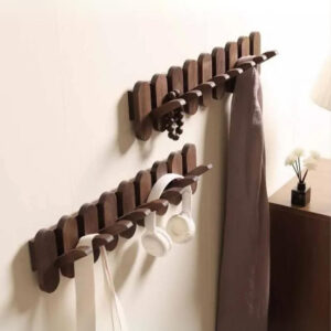 Porte manteau en bois avec crochets ronds pour un style moderne