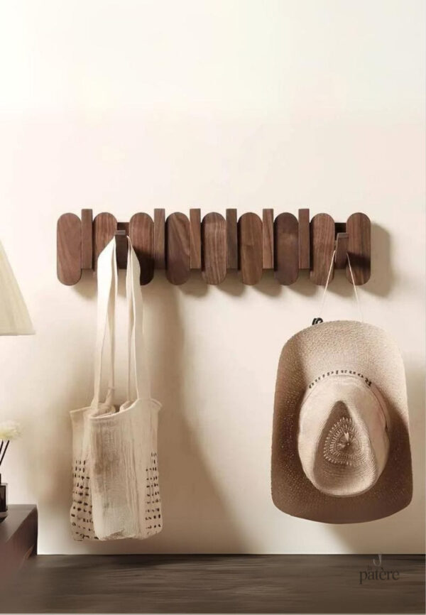 Porte manteau mural élégant avec crochets ronds en bois