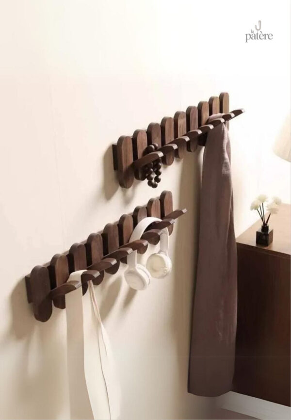 Porte manteau design en bois à 6 crochets pour accessoires