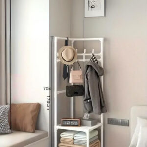 Meuble porte manteau et chaussures en métal blanc
