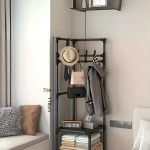 Meuble porte-manteau et chaussures en métal noir