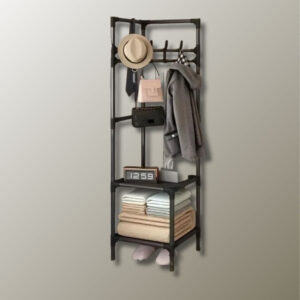 Porte-manteau simple en métal noir pour rangement pratique