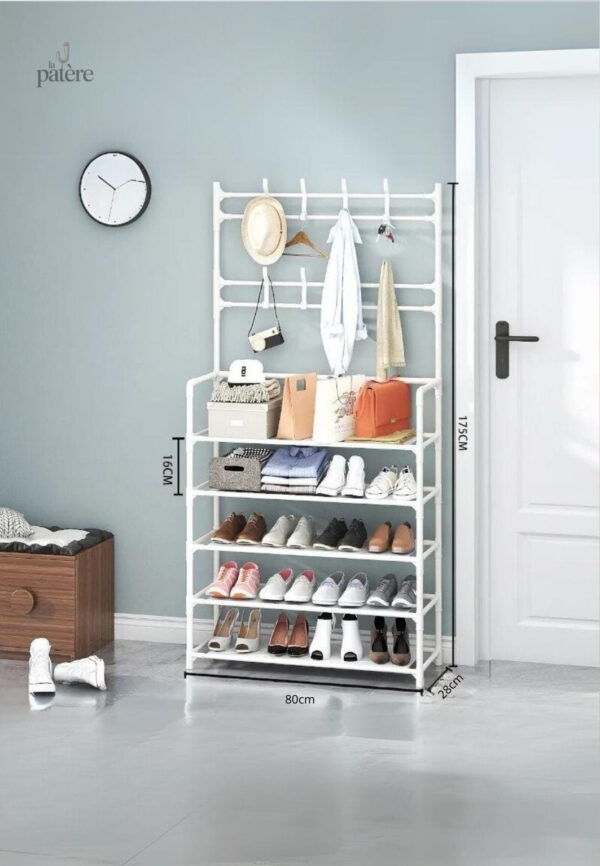 meuble-porte-manteau-chaussure-large-blanc-1 Meuble porte-manteau chaussure large en blanc
