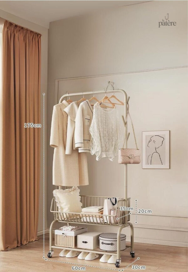movable-clothes-rack-floor-hanger-stand-storage-wardrobe-jiqyei-1 Meuble porte-manteau et chaussures crème