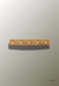 Porte manteau mural en bois avec 5 picots pratiques