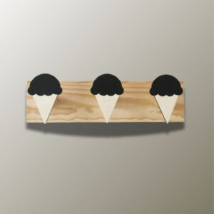 Porte manteau mural enfant triple en glace noire